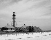 Sanibel Florida beach with lighthouse 8" x 10" black and white photography