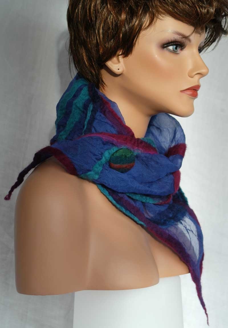Indigo Flow Neckscape - silk scarf