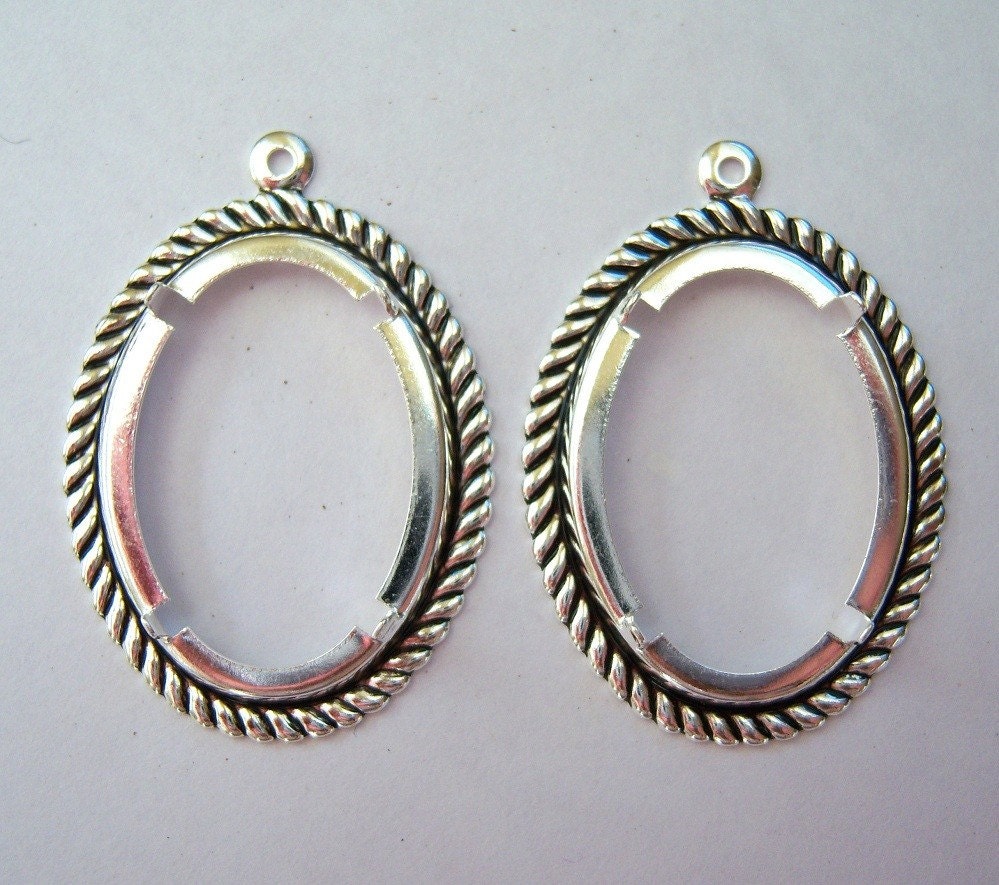 4 - Antique silver 25x18mm cameo settings -ZY136
