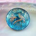 Czech glass button, aqua, gold pheasant, hand made (1)-BT203