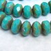 Czech turquoise picasso 9x6mm rondelle bead lot of (12) - ZS108