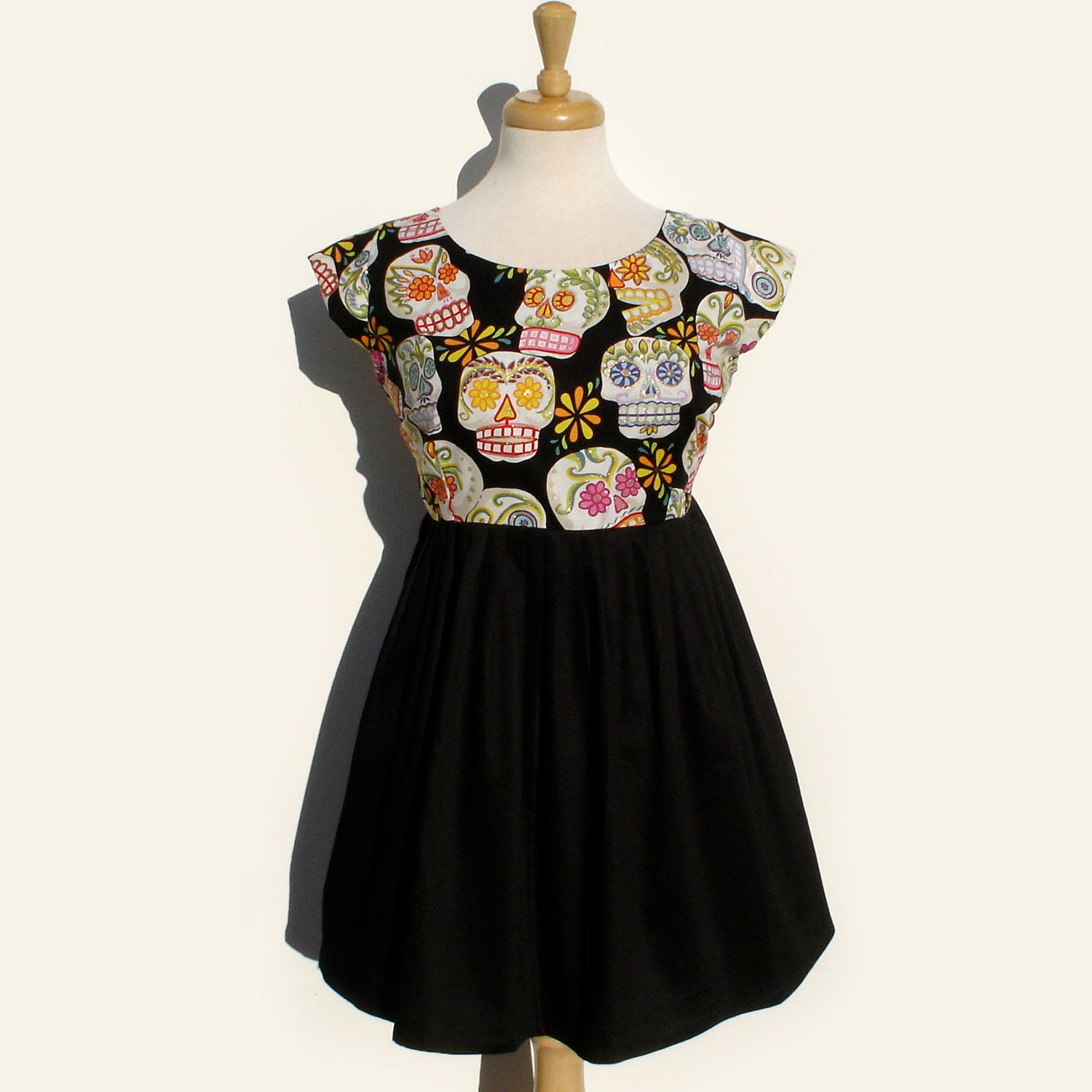 Glittery Sugar Skulls Mini Dress / Day of the Dead Dress