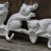 Cat Wall Hook, Cast Iron, White, Shabby Chic