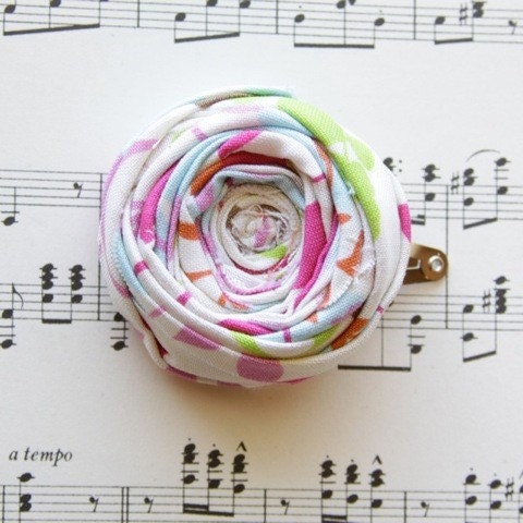 Summer Rosette Hair Clip pink green blue cream