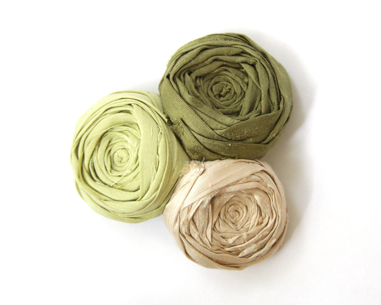 Rosette Hair Clip Forest Greens Silk Trio Linen and Silk Blend Clip