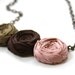 Rosette Necklace Romance Necklace Rosette and Brass Chain Silk and Cotton