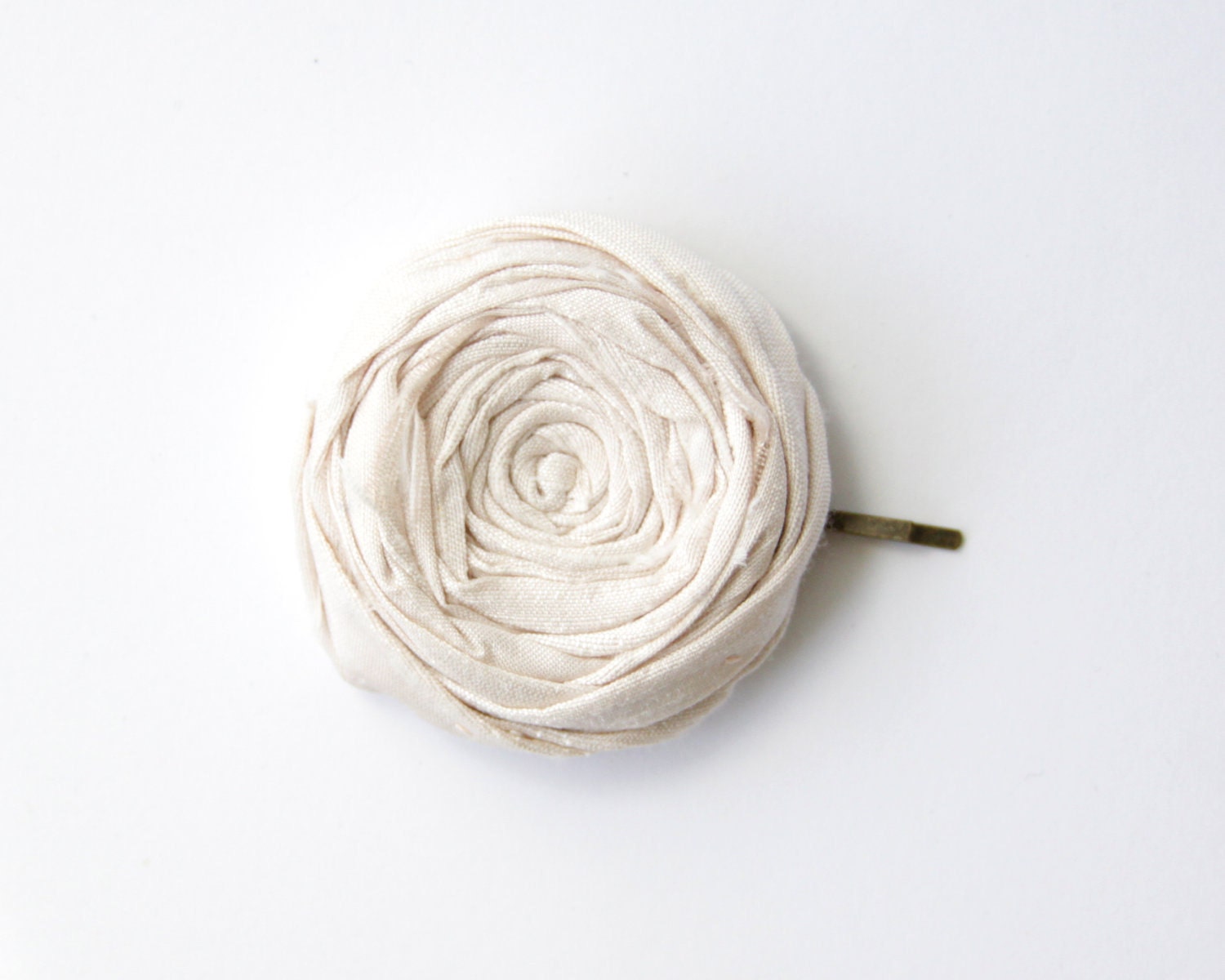 Rosette Bobby Pin Silk Light Shell Pink Flower Hair Pin 2 inch