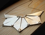 Geometric Statement Necklace,  Leather Triangle Statement Necklace,  made of Ivory gold leather