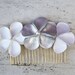 SALE Bridal Hair comb - Floral trio in Ivory and white satin, and an Ivory gold leather flower with an ivory pearl bead