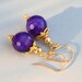 Purple Agate Earrings Gold Filled Vermeil Handmade Purple Gemstone Dangle Earrings