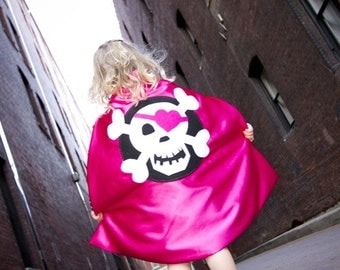 Pirate Cape (Girl) Birthday Gift - Skull and Crossbones with eyepatch