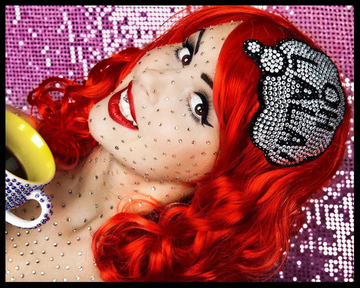 Rhinestone Fascinator, Oh La la, Comic Inspired Hat
