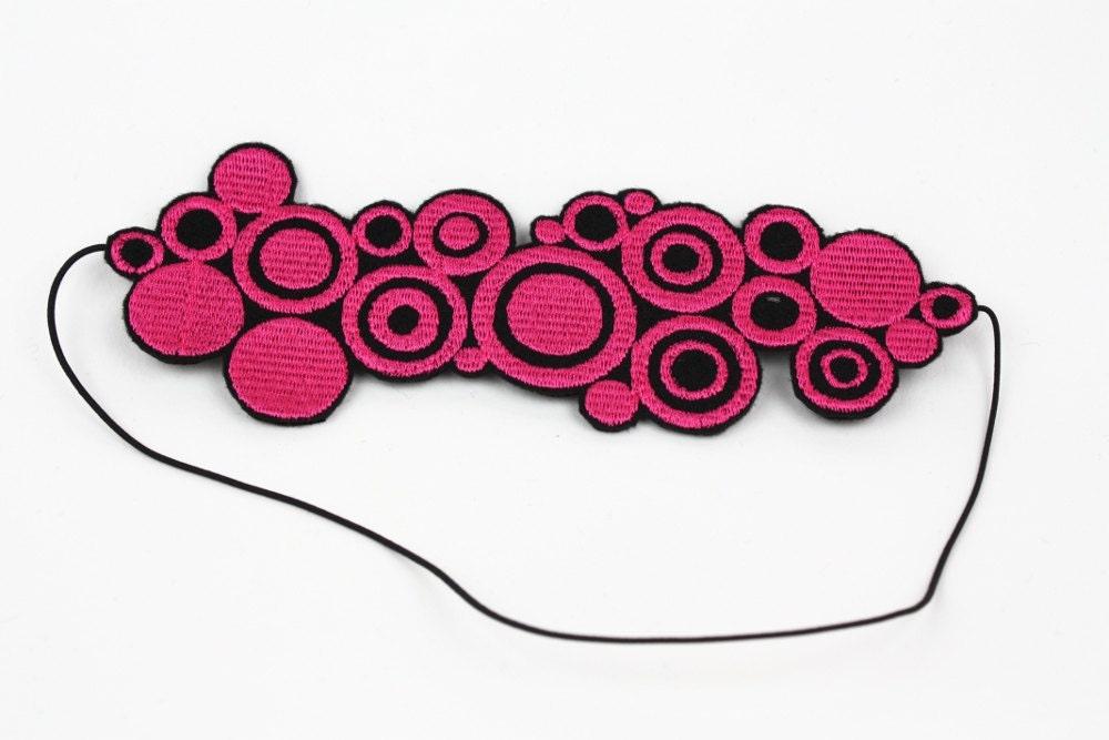 Red Headband, Pop Art Circles, Red and Black