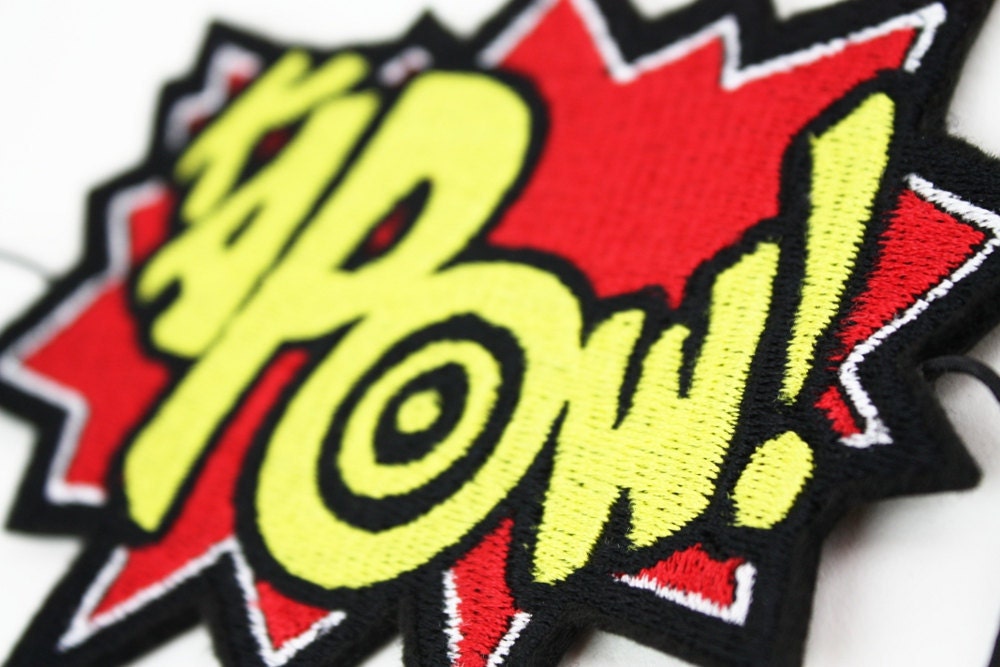 KAPOW Geek Headband, Blue and Yellow, Embroidered Headband