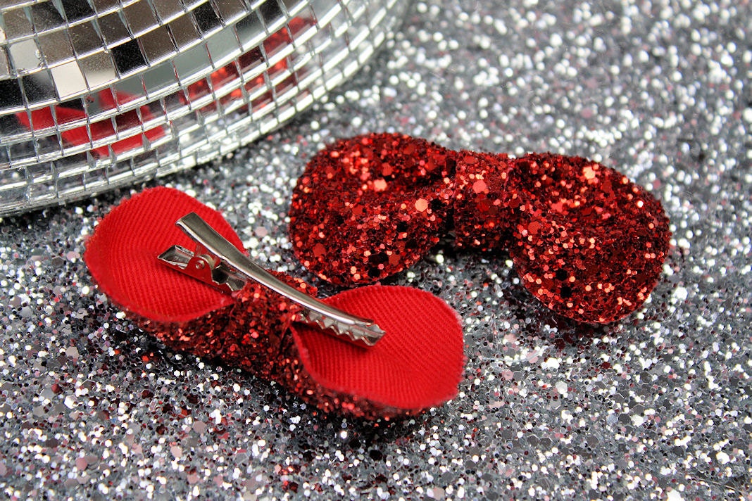 Red Bow Clips, Glitter, Hair Accessories, Cute Kawaii Bows