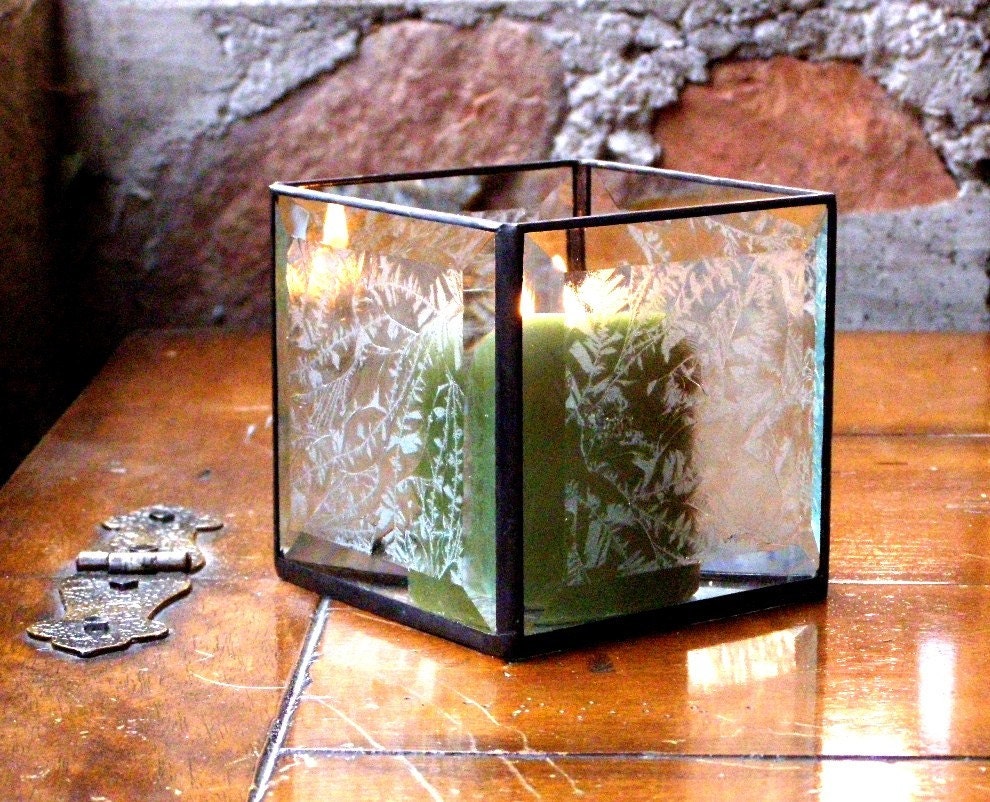 Stained Glass Candle Holder Beveled Clear Glass Candle Lantern