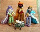 Needle Felted Wise Men, Three Kings - Nativity Set - Original design by Borbala Arvai, MADE TO ORDER