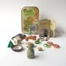 Irish elf toy set in a tin, kids amusement kit for storytelling and imaginative play
