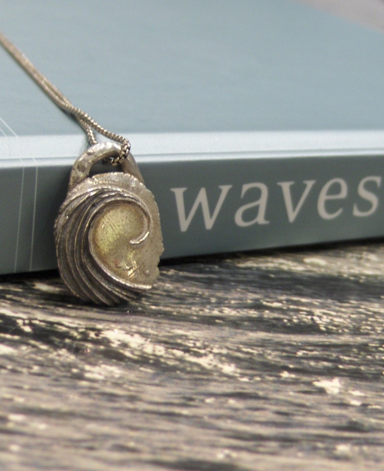Rustic Silver Surfer's Wave Pendant Necklace-with options - As Featured in Etsystalker-Made to Order