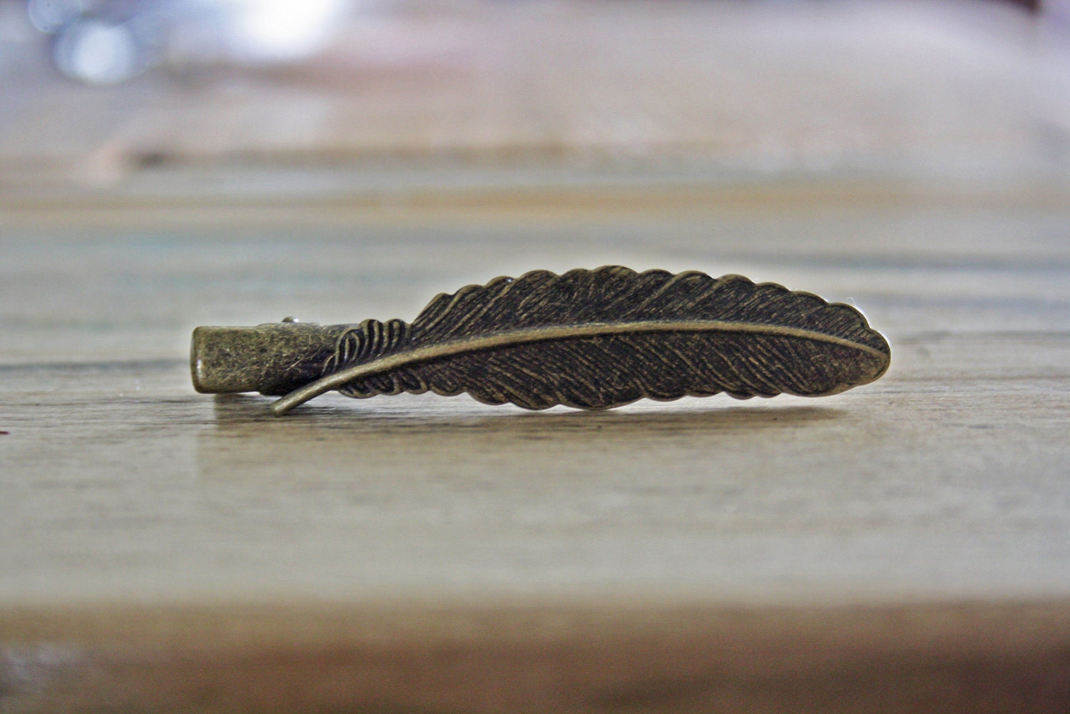 FLOCK Feather Hair Clip in Antique Bronze