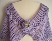 Lavender Shawl, Capelet, Cowl, Neckwarmer, Shrug with Brooch