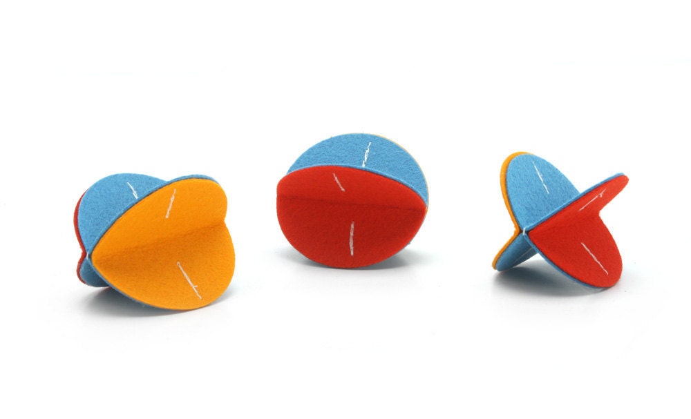 Felt Rollers Cat Toys - Set of three (Orange, Yellow, Blue)