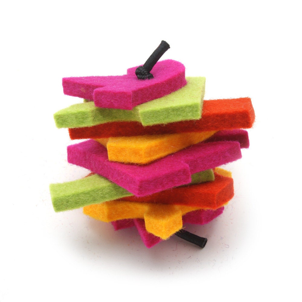 Stacks Merino Wool Felt Cat Toy - Fiesta Colors