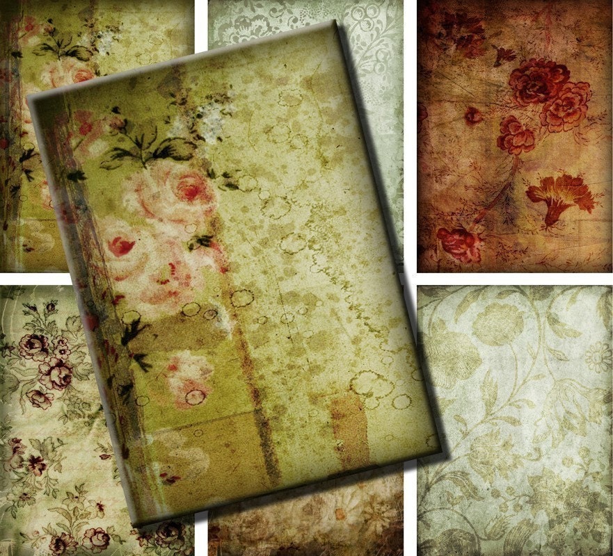 INSTANT DOWNLOAD diGiTal CollAge Sheet GruNgy BackGroUndS diGiTal pApEr diGiTal DoWnLoaDs MixEd Media FloRal BacKGrouNDs ATC, No. 99