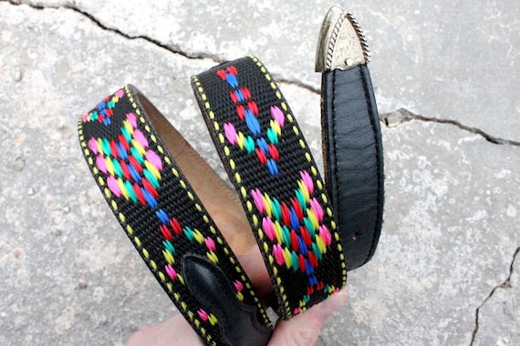 Woven Native American Leather Belt by bumbleebuck on Etsy