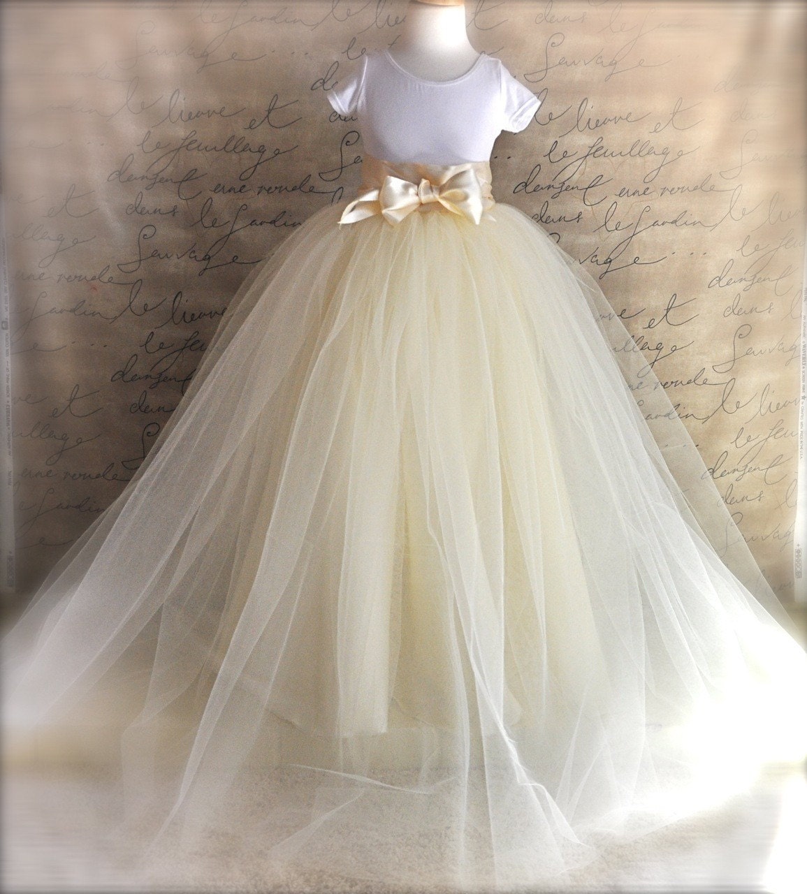 Extra long lined Flower Girl tutu. Classic Elegance. Your color choice for fall and winter weddings.