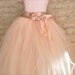 Vintage Princess Flower Girl Tutu and Bow in antique pink.