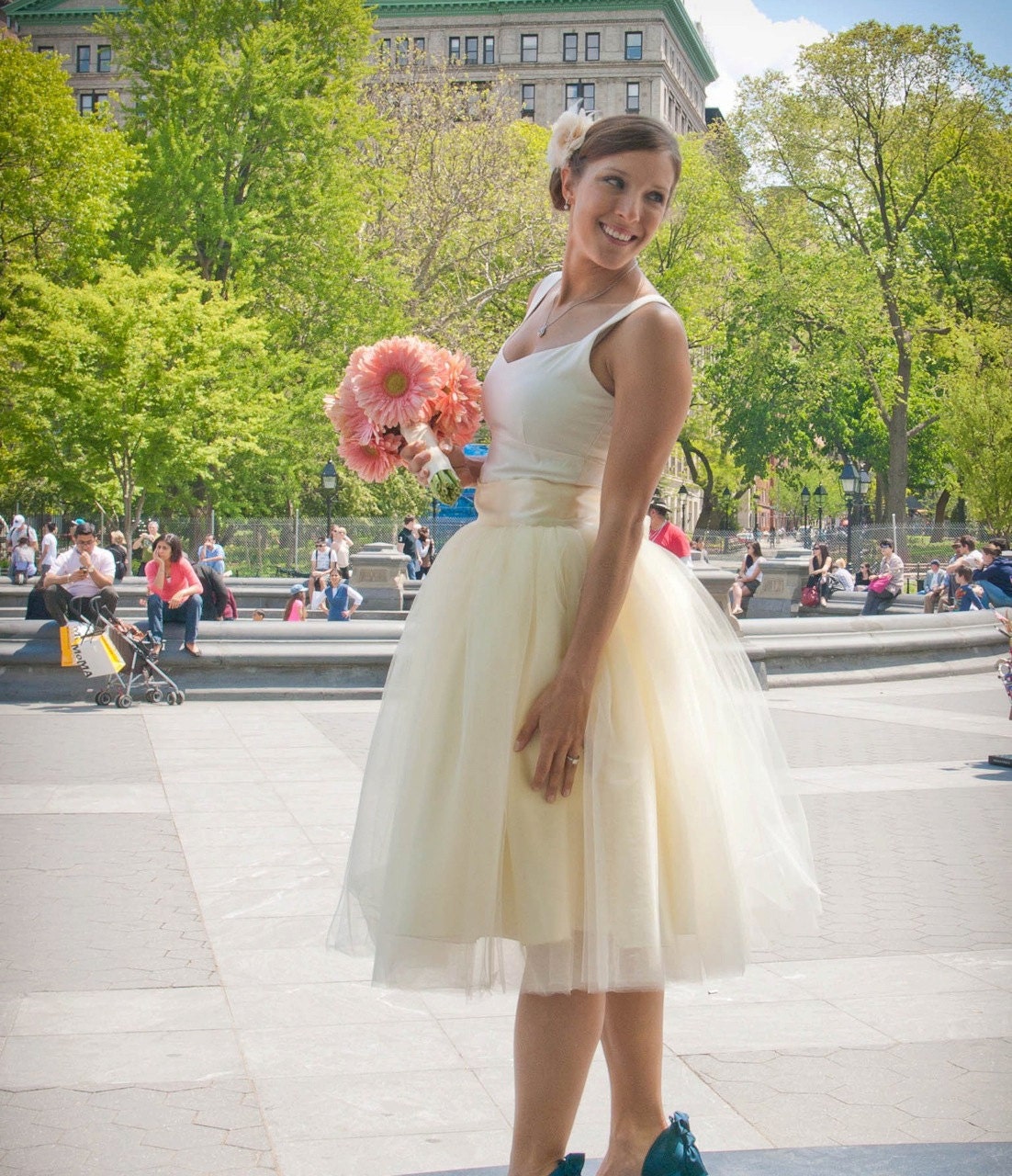 Ivory tulle tutu skirt for women- modern day vintage bride.