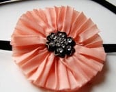 Vintage Inspired Pink Fabric Flower Infant Headband (0 - 6 months)