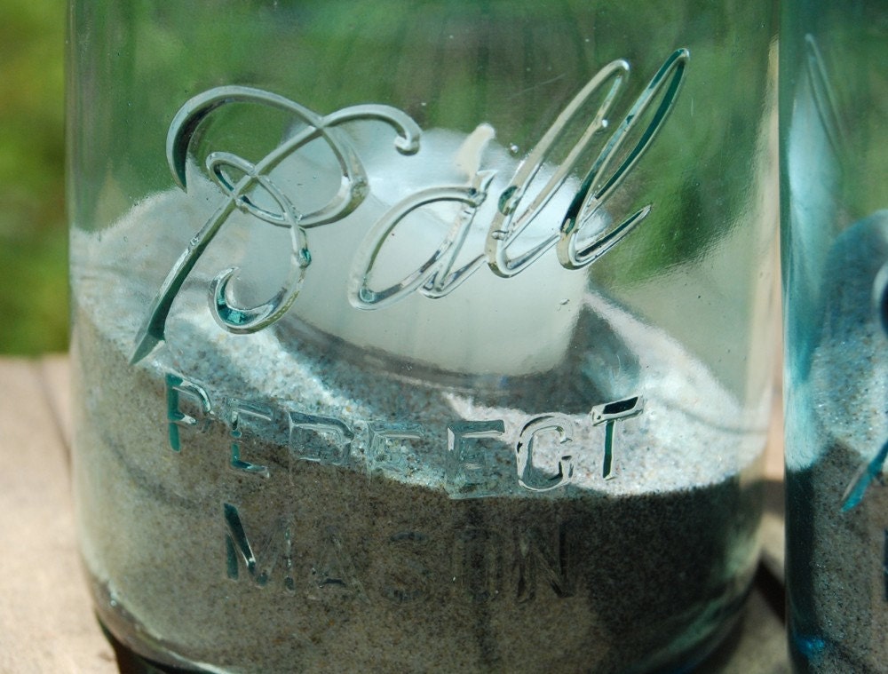 Blue Pint Sized Ball Mason Jar Lantern