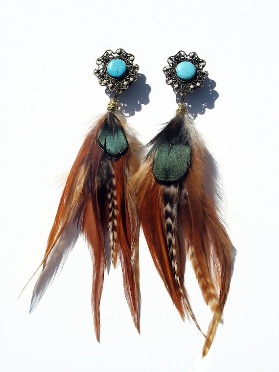 Native American INSPIRED Princess Feather Plugs/Earrings 6g 4g 2g 0g 00g 7/16" 1/2" 9/16" 5/8" 3/4" 7/8" 1"