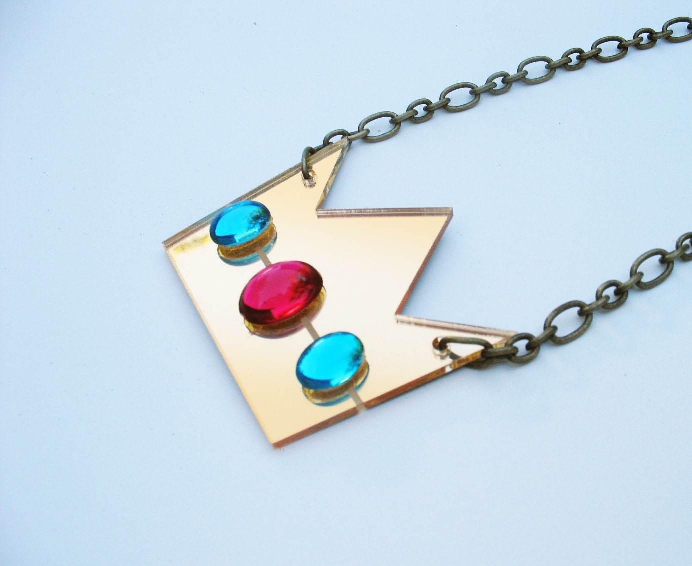 8-Bit Princess Gold Mirror Laser Cut Necklace