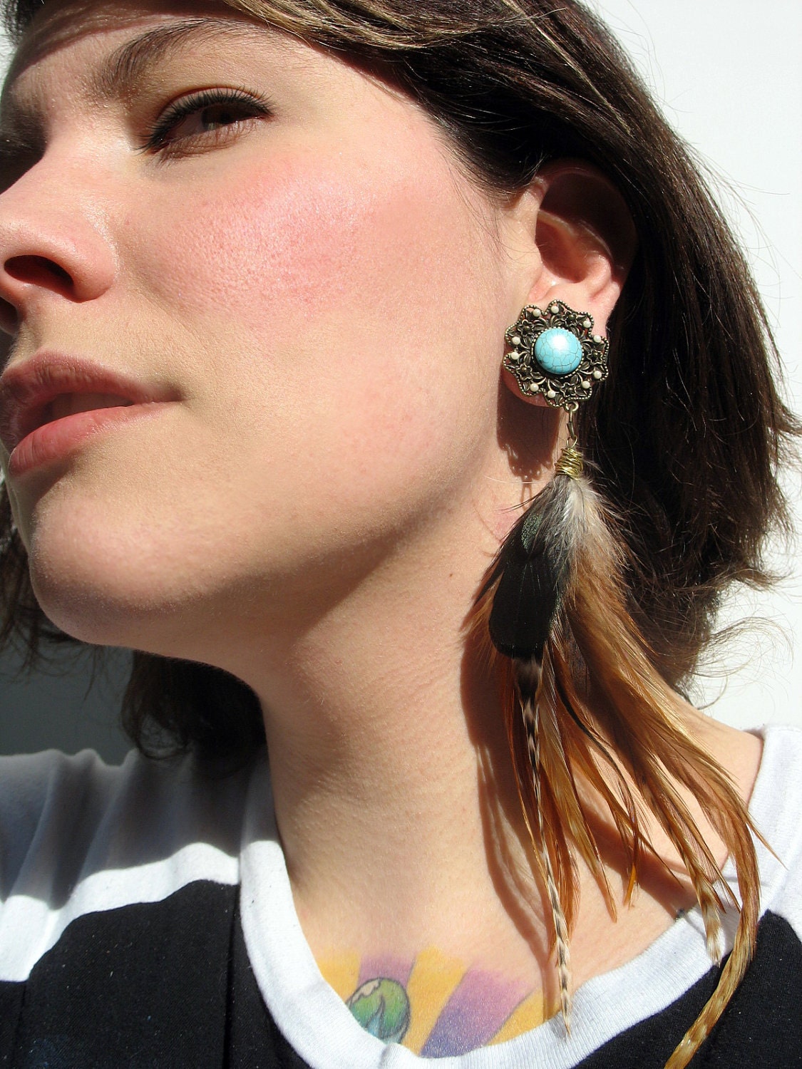 Native American INSPIRED Princess Feather Plugs/Earrings 6g 4g 2g 0g 00g 7/16" 1/2" 9/16" 5/8" 3/4" 7/8" 1"