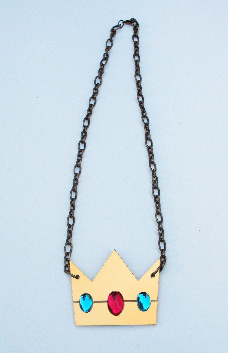 8-Bit Princess Gold Mirror Laser Cut Necklace