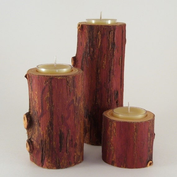 Eastern Red Cedar Candle Holder Trio by AppalachianWoodworks