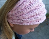 Pink Chunky Knit Earwarmer, Knit Ribbed Wide Headband, Pink Ribbed Winter Headband, Valentines Day