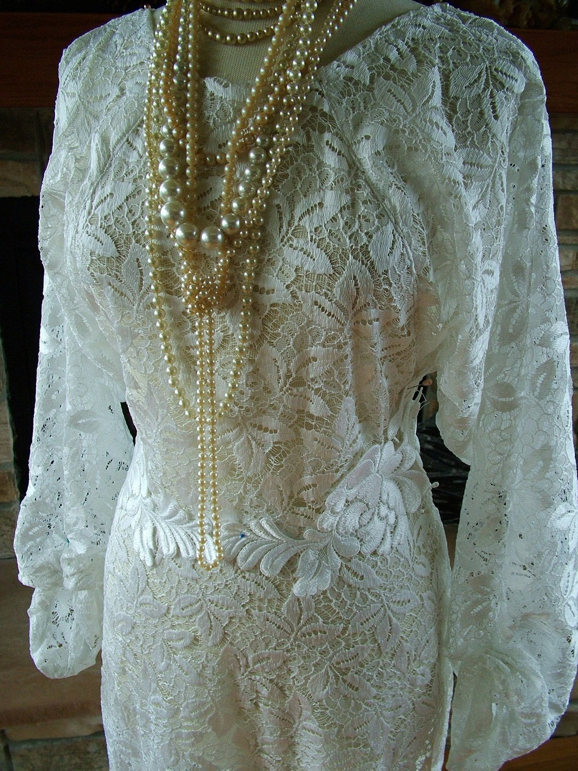Handmade 1930s Inspired White Antique Lace Wedding dress Bridal Gown ON SALE