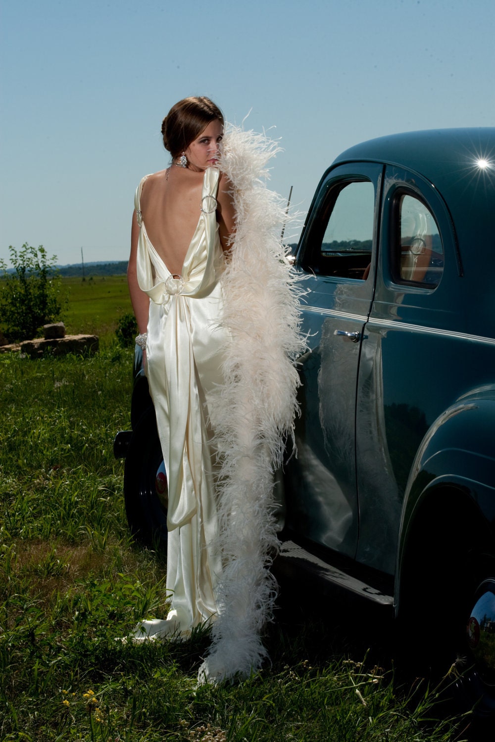 Handmade vintage inspired 1930s satin wedding dress bridal gown jean harlow style