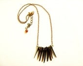 Tribal Spikes Necklace - Shell dagger points, edgy tribal inspired handmade necklace