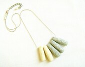 White Grey Necklace , Beach Stones Necklace - ELEMENTS Collection-  Modern Tribal Handmade Jewelry - polymer clay, silver