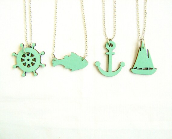 CLEARANCE SALE - Fish necklace - handmade wood pendant charm necklace