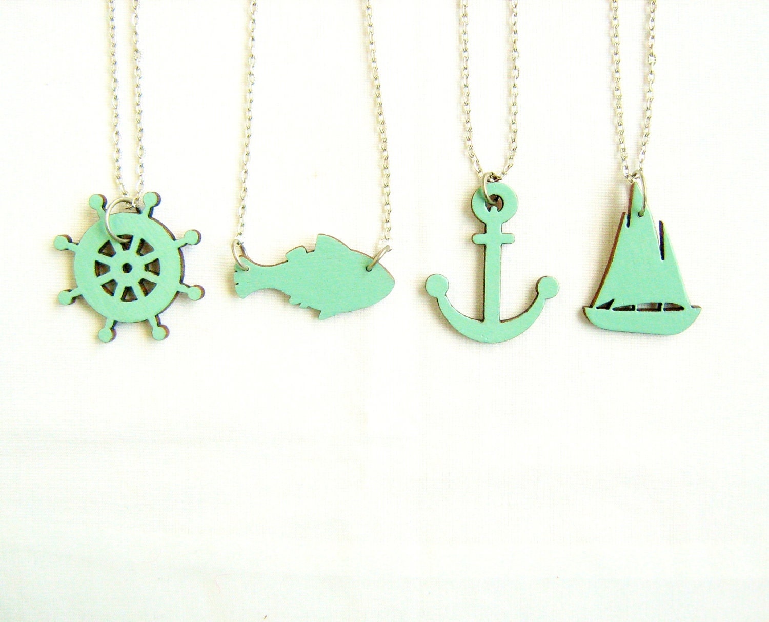 CLEARANCE SALE - Fish necklace - handmade wood pendant charm necklace