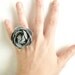 Felt Rose Ring - steel grey felted handmade ring on silver ring base, adjustable