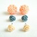 Flower Post Earrings - Sheer Blush Pastels - Set of Three Pairs, Pink Peach, Grey, Apricot Rose stud earrings
