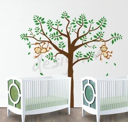 Wall Decal Monkeys - Tree wall decal wall sticker dd1025