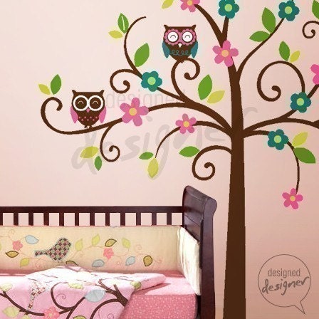 Nersery wall decal - Tree Wall Decal - Owl Wall decal - Wall sticker - Wall decor dd1034